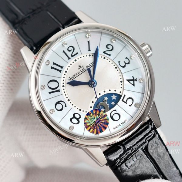 Swiss Replica Jaeger Lecoultre rendez-Vous Classic Night Day Ladies Watch Black Leather Strap Swiss Replica Jaeger Lecoultre rendez-Vous Classic Night Day Ladies Watch Black Leather Strap
