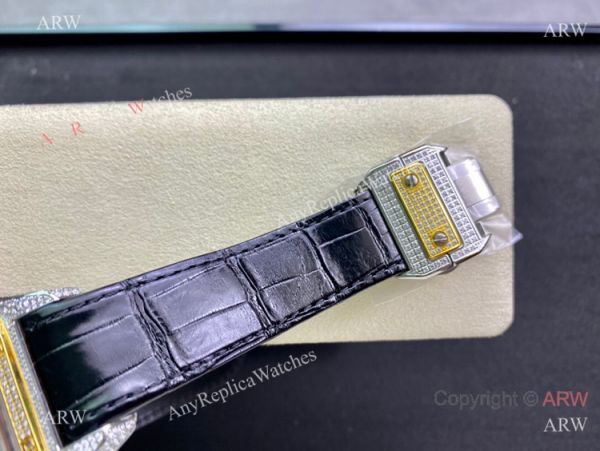 Swiss Quality Iced Out Cartier Santos De Watch Two Tone Sapphire Crystal Swiss Quality Iced Out Cartier Santos De Watch Two Tone Sapphire Crystal