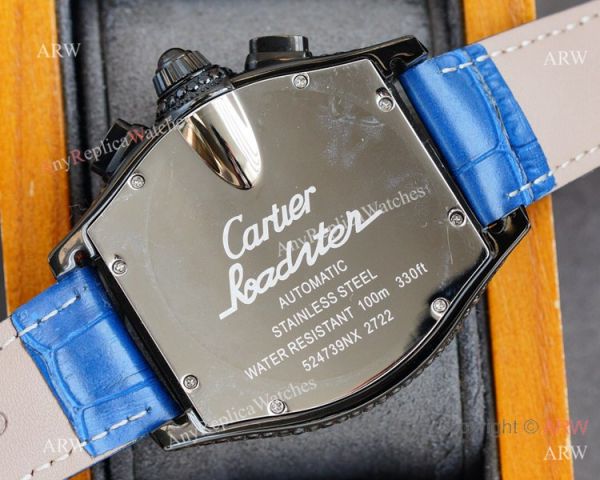 Iced Out Cartier Roadster All Black Watches Leather Strap Iced Out Cartier Roadster All Black Watches Leather Strap
