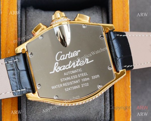 Iced Out Cartier Roadster Chronograph Watches Yellow Gold Case Iced Out Cartier Roadster Chronograph Watches Yellow Gold Case