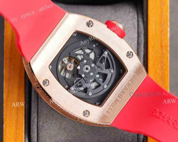 (RM Factory) Knockoff Richard Mille Rm010 Rose Gold Skeleton Watch Red Rubber Strap (RM Factory) Knockoff Richard Mille Rm010 Rose Gold Skeleton Watch Red Rubber Strap