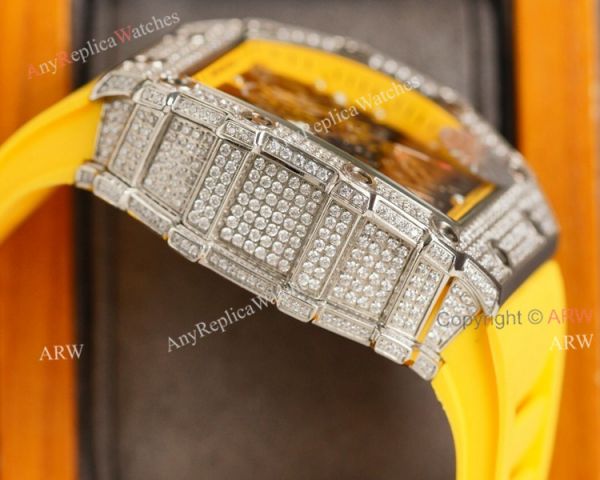 (RM Factory) Clone Richard Mille RM035-01 Orange Rubber Strap Knockoff Watch With Diamonds (RM Factory) Clone Richard Mille RM035-01 Orange Rubber Strap Knockoff Watch With Diamonds