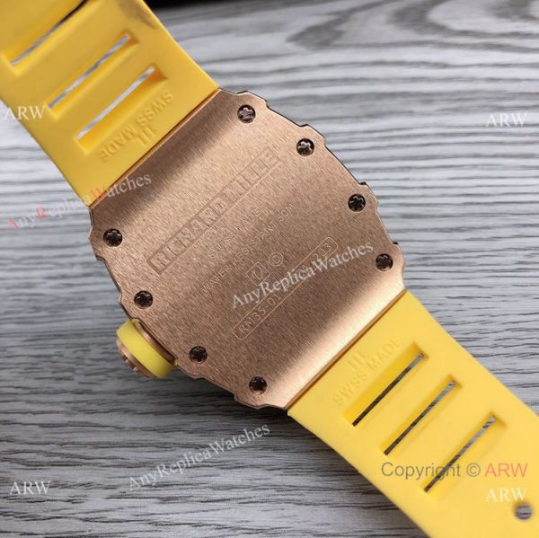 Swiss Quality Richard Mille RM35-01 Rafael Nadal Watch Rose Gold Diamond Yellow Rubber Strap Swiss Quality Richard Mille RM35-01 Rafael Nadal Watch Rose Gold Diamond Yellow Rubber Strap