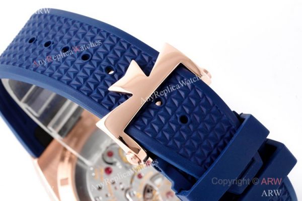 1-1 Super Clone Vacheron Constantin Overseas Tourbillon V2 Watch Rose Gold Blue Rubber Strap 1-1 Super Clone Vacheron Constantin Overseas Tourbillon V2 Watch Rose Gold Blue Rubber Strap