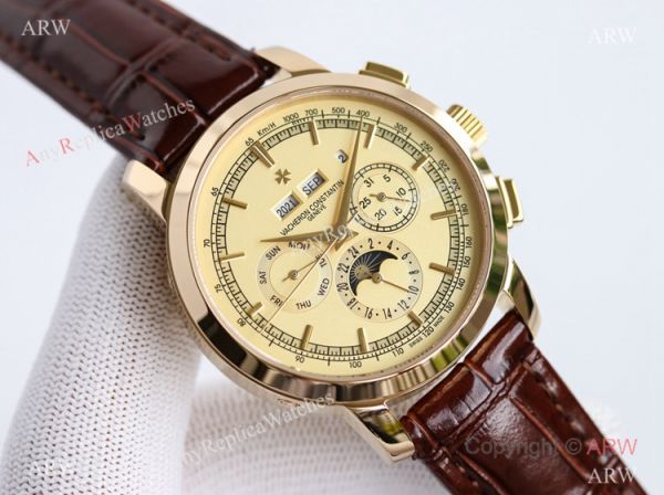 TW Factory Copy Vacheron Constantin Traditionnelle Perpetual Calendar Watch Gold Chronograph Dial TW Factory Copy Vacheron Constantin Traditionnelle Perpetual Calendar Watch Gold Chronograph Dial