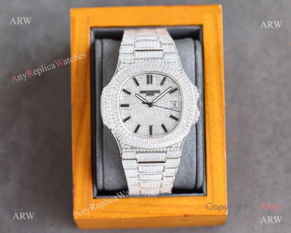 Swiss Grade One Patek Philippe Iced Out Nautilus 9015 Watch Full Diamond Swiss Grade One Patek Philippe Iced Out Nautilus 9015 Watch Full Diamond