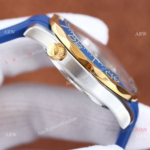 Swiss Quality Copy Omega Seamaster 300m Citizen Watch Two Tone Rose Gold Blue Rubber Strap Swiss Quality Copy Omega Seamaster 300m Citizen Watch Two Tone Rose Gold Blue Rubber Strap