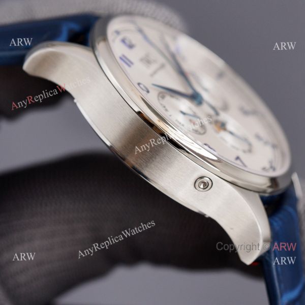 IWC Portuguese Moonphase 42MM Blue Face Arabic Leather Strap Watch IWC Portuguese Moonphase 42MM Blue Face Arabic Leather Strap Watch