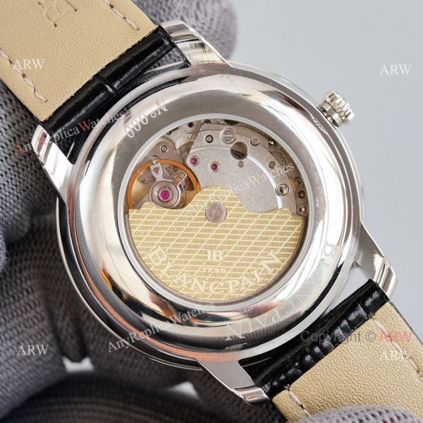 Fake Blancpain Villeret Gray Face 40MM Watch With Roman Markers Leather Band Fake Blancpain Villeret Gray Face 40MM Watch With Roman Markers Leather Band