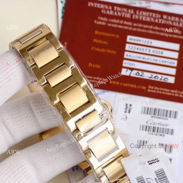 Replica V6 Cartier Balloon Blue Rose Gold Case White Face Watch SS Strap Replica V6 Cartier Balloon Blue Rose Gold Case White Face Watch SS Strap