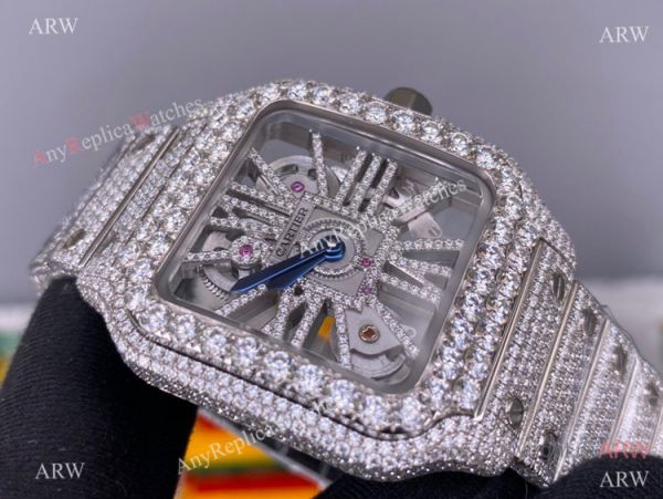 TW Factory Santos de Cartier Skeleton Watch Iced Out Cartier Automatic TW Factory Santos de Cartier Skeleton Watch Iced Out Cartier Automatic