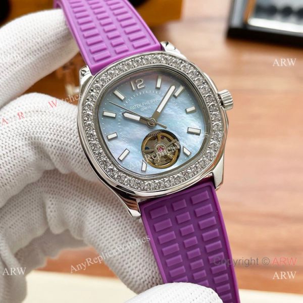 Clone Patek Philippe Lady Tourbillon Automatic Watches White MOP Dial Clone Patek Philippe Lady Tourbillon Automatic Watches White MOP Dial