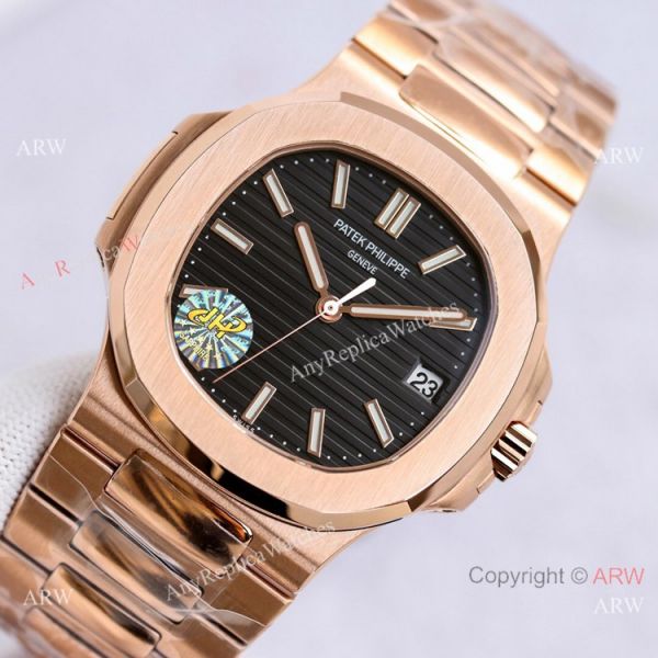 Swiss Copy Patek Philippe Rose Gold Black Dial Nautilus Watch PPF Cal.324 40mm Swiss Copy Patek Philippe Rose Gold Black Dial Nautilus Watch PPF Cal.324 40mm
