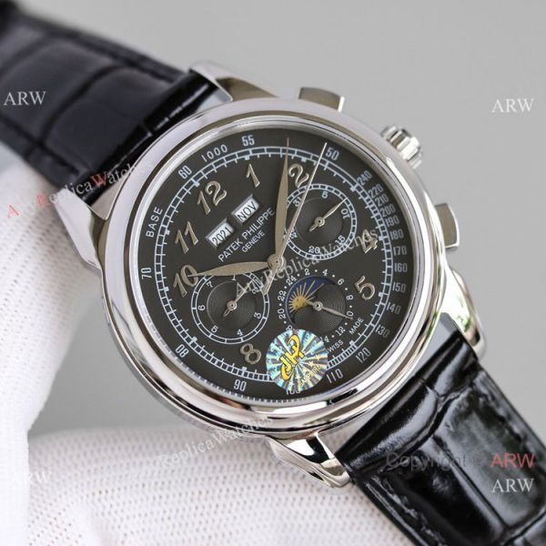 JH Swiss Copy Patek Philippe Perpetual Calendar Chronograph Watch SS Black Dial JH Swiss Copy Patek Philippe Perpetual Calendar Chronograph Watch SS Black Dial