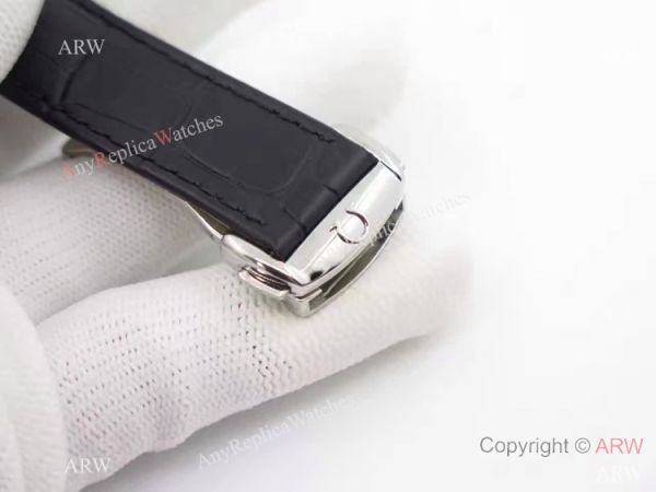 Swiss Omega De Ville Fake SS Black Leather Watch 8500 Movement Swiss Omega De Ville Fake SS Black Leather Watch 8500 Movement