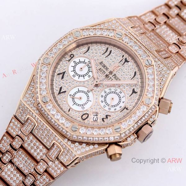 AAA Replica Audemars Piguet Ice Royal Oak Men Watch Rose Gold Case AAA Replica Audemars Piguet Ice Royal Oak Men Watch Rose Gold Case