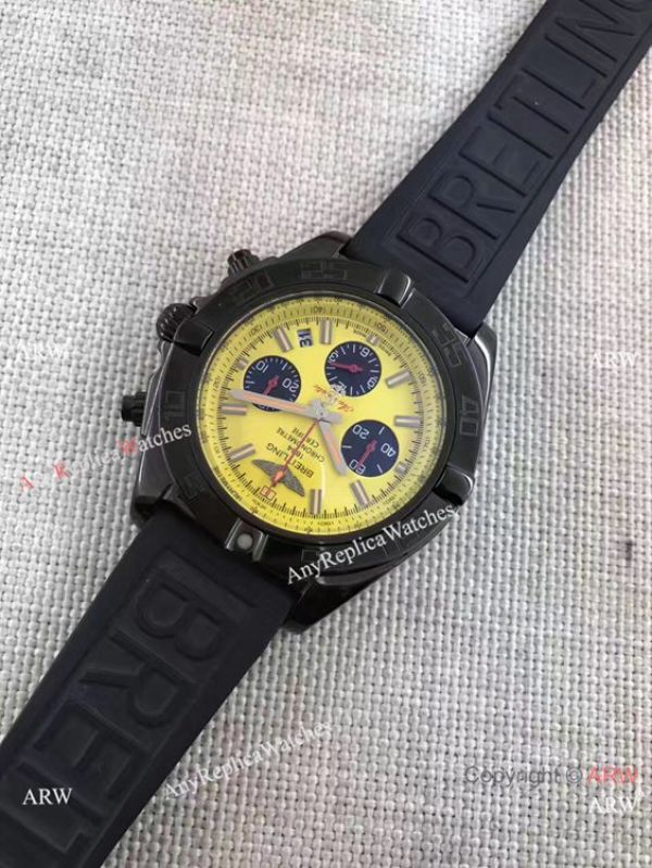 Breitling B01 Chronograph Watch Yellow Face Black Rubber band Breitling B01 Chronograph Watch Yellow Face Black Rubber band