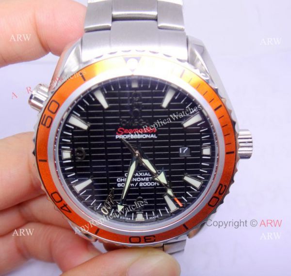 Replica Omega Watches Seamaster Planet Ocean 007 Watch with Orange Bezel Replica Omega Watches Seamaster Planet Ocean 007 Watch with Orange Bezel