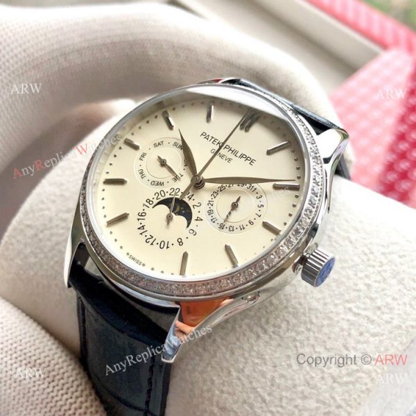 Swiss Clone Patek Philippe Geneve Complications Watch 40mm Rose Gold Case Swiss Clone Patek Philippe Geneve Complications Watch 40mm Rose Gold Case