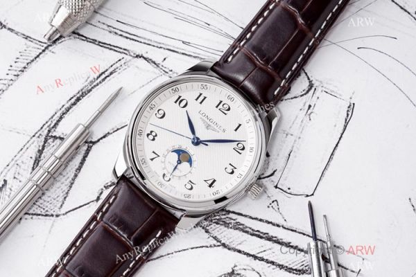 Swiss Grade 1 Longines Master Moon Phase Watch Brown Leather Strap Swiss Grade 1 Longines Master Moon Phase Watch Brown Leather Strap