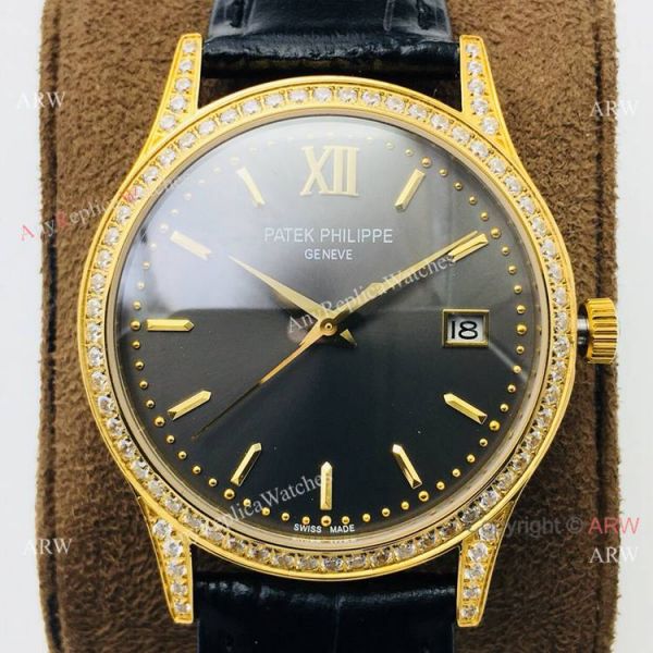 Swiss Replica Patek Philippe Calatrava V2 version Yellow Gold Diamond Watch Swiss Replica Patek Philippe Calatrava V2 version Yellow Gold Diamond Watch