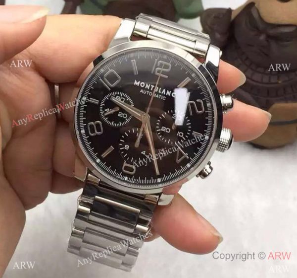 Swiss Grade Replica Montblanc Timewalker Chronograph Watch SS Black Dial Swiss Grade Replica Montblanc Timewalker Chronograph Watch SS Black Dial