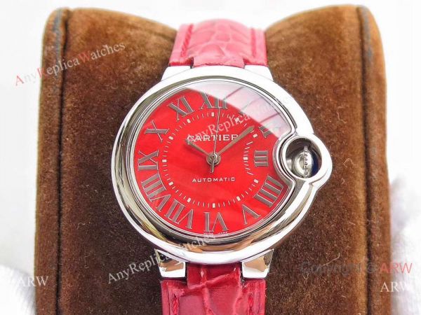 Swiss Ballon Bleu Cartier Watch Copy SS Red Dial Automatic 33mm Swiss Ballon Bleu Cartier Watch Copy SS Red Dial Automatic 33mm