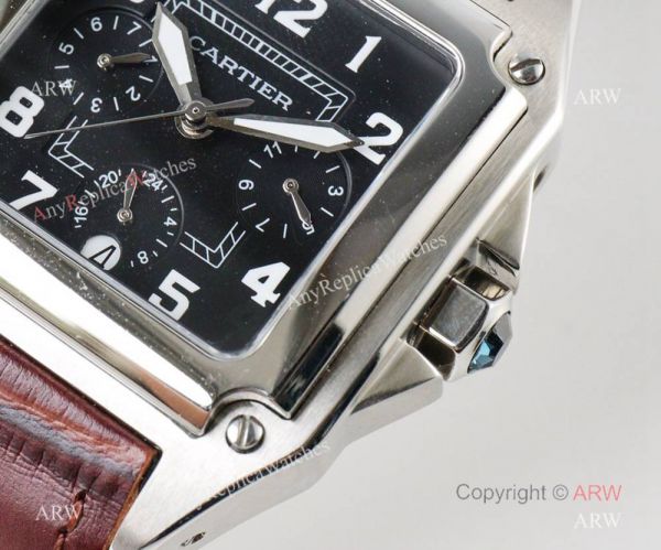 Swiss Grade Replica Cartier Santos 9100 Black Leather Watch Swiss Grade Replica Cartier Santos 9100 Black Leather Watch