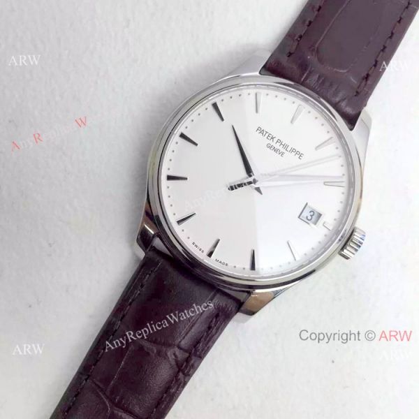 Swiss 9015 Patek Philippe White Face Brown Strap Swiss 9015 Patek Philippe White Face Brown Strap