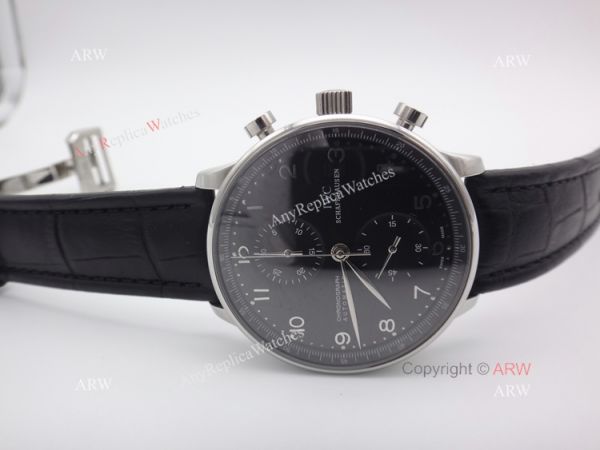 Swiss 7750 IWC Portuguese Black Face Black Leather Strap Watch Swiss 7750 IWC Portuguese Black Face Black Leather Strap Watch