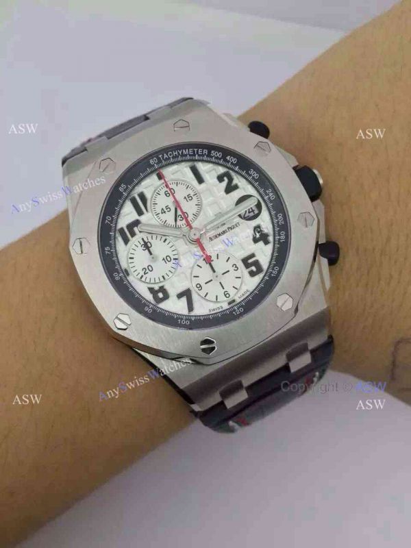 Swiss Audemars Piguet Pride of Mexico Replica Watch SS White Chronograph Black Leather Swiss Audemars Piguet Pride of Mexico Replica Watch SS White Chronograph Black Leather