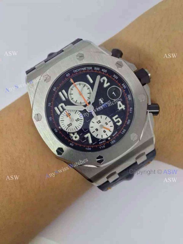 Swiss Knockoff Audemars Piguet Watch SS Blue Dial Blue Leather Swiss Knockoff Audemars Piguet Watch SS Blue Dial Blue Leather