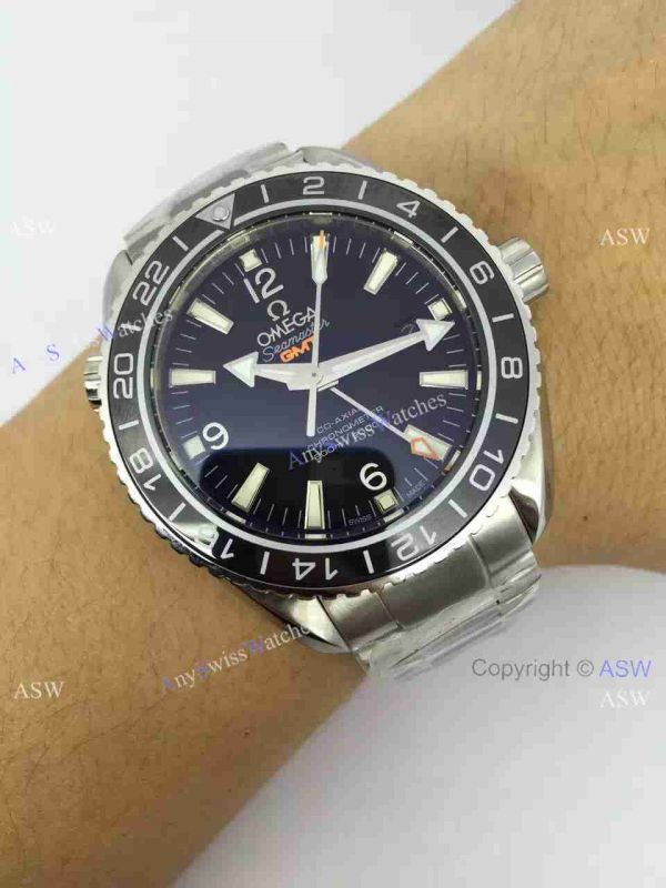 Knockoff Swiss Omega Seamaster GMT Watch Black Dial / Gray Arabic Knockoff Swiss Omega Seamaster GMT Watch Black Dial / Gray Arabic
