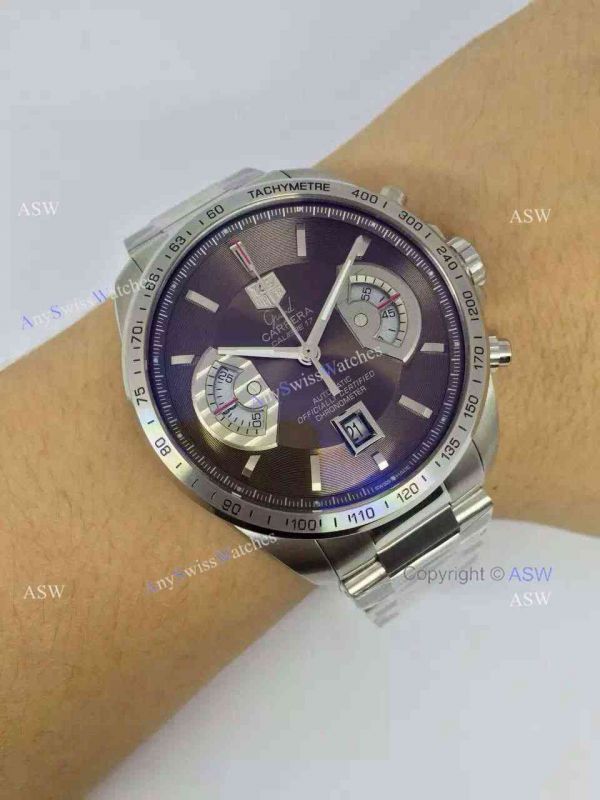 Swiss Grade One Tag Heuer Grand Carrera Calibre 17 RS3 Watch Stainless Steel Coffee surface Swiss Grade One Tag Heuer Grand Carrera Calibre 17 RS3 Watch Stainless Steel Coffee surface