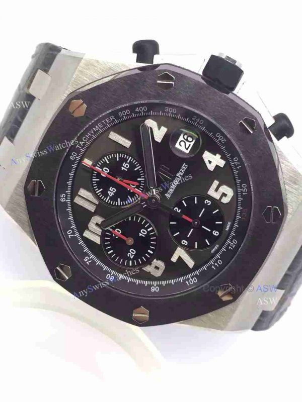Replica Audemars Piguet Watch Stainless Steel Gray Dial Black Case Black Leather Replica Audemars Piguet Watch Stainless Steel Gray Dial Black Case Black Leather
