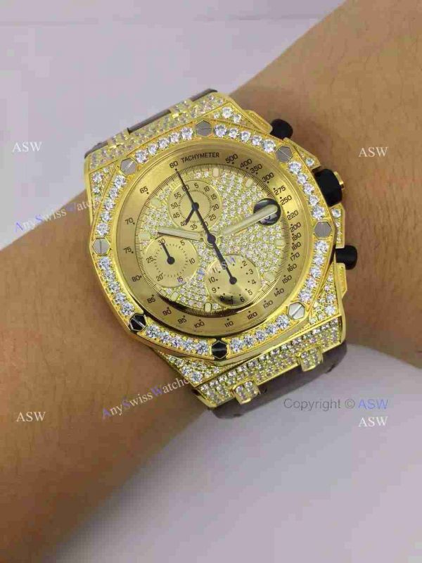 Swiss Copy Audemars Piguet Watch Yellow Case Diamond Dial / Diamond Case Swiss Copy Audemars Piguet Watch Yellow Case Diamond Dial / Diamond Case