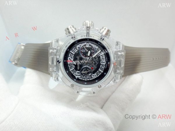 Best Quality Big Bang Unico Sapphire Hublot Clear Watch Gray Rubber Strap Best Quality Big Bang Unico Sapphire Hublot Clear Watch Gray Rubber Strap