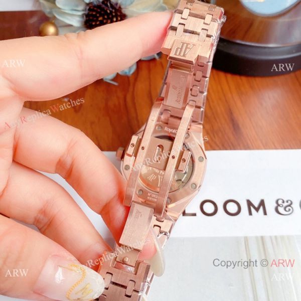 Copy Audemars Piguet Royal Oak Black Dial Rose Gold Watches 37mm Women Copy Audemars Piguet Royal Oak Black Dial Rose Gold Watches 37mm Women
