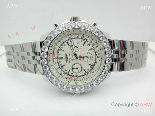 Replica Breitling For Bentley Motors Watches With Diamond Bezel Cream Chronograph Dial Watch Replica Breitling For Bentley Motors Watches With Diamond Bezel Cream Chronograph Dial Watch