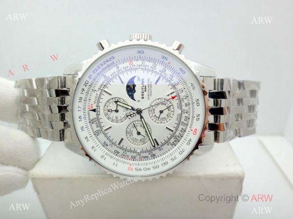 Replica Breitling Navitimer Watch White Moonphase Dial Stainless Steel Watch Replica Breitling Navitimer Watch White Moonphase Dial Stainless Steel Watch