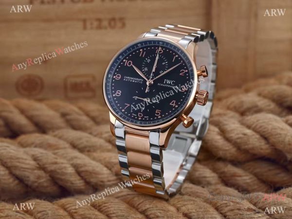 IWC Portuguese Black Face 2-Tone Rose Gold Case Copy Watch IWC Portuguese Black Face 2-Tone Rose Gold Case Copy Watch