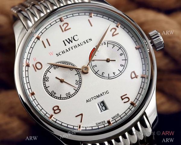 Replica IWC Portuguese 7 Days Stainless Steel White Face Mens Watch Replica IWC Portuguese 7 Days Stainless Steel White Face Mens Watch