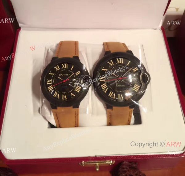 Buy Replica Cartier Ballon Bleu Automatic Watch Brown Leather ADLC coating Case Buy Replica Cartier Ballon Bleu Automatic Watch Brown Leather ADLC coating Case