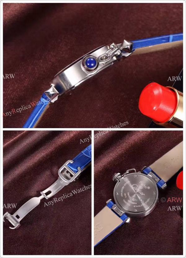 Best AAA Cartier Pasha Copy Watch SS Blue Dial Blue Leather 28mm Best AAA Cartier Pasha Copy Watch SS Blue Dial Blue Leather 28mm