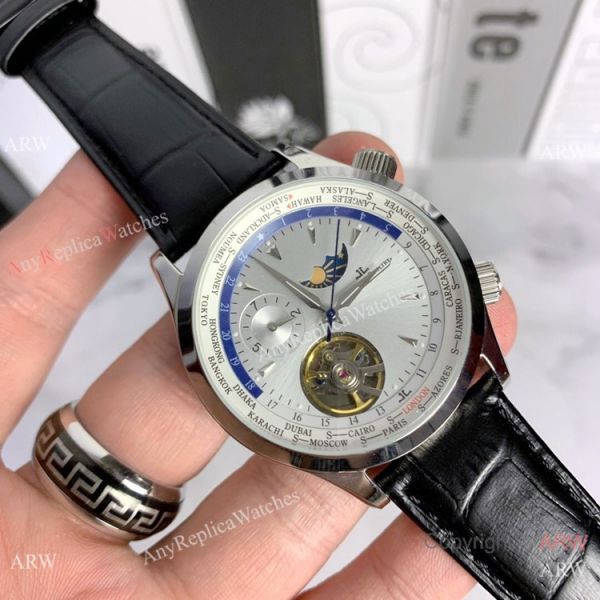 Copy Jaeger-LeCoultre Grand Complications Moon Watch SS Black Leather Band Copy Jaeger-LeCoultre Grand Complications Moon Watch SS Black Leather Band