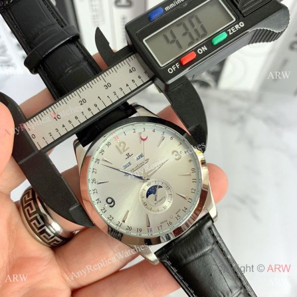 Copy Jaeger-LeCoultre Master Calendar Watch Silver Face Black Leather strap Copy Jaeger-LeCoultre Master Calendar Watch Silver Face Black Leather strap