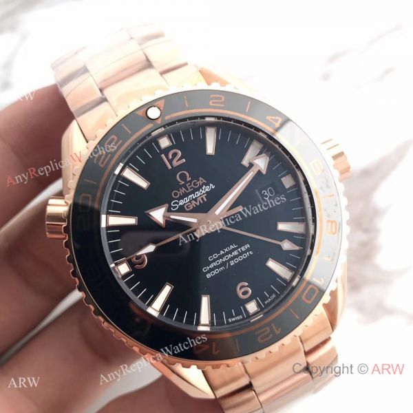 New Omega Seamaster Planet Ocean 600m GMT Rose Gold Black Dial Swiss 8615 New Omega Seamaster Planet Ocean 600m GMT Rose Gold Black Dial Swiss 8615