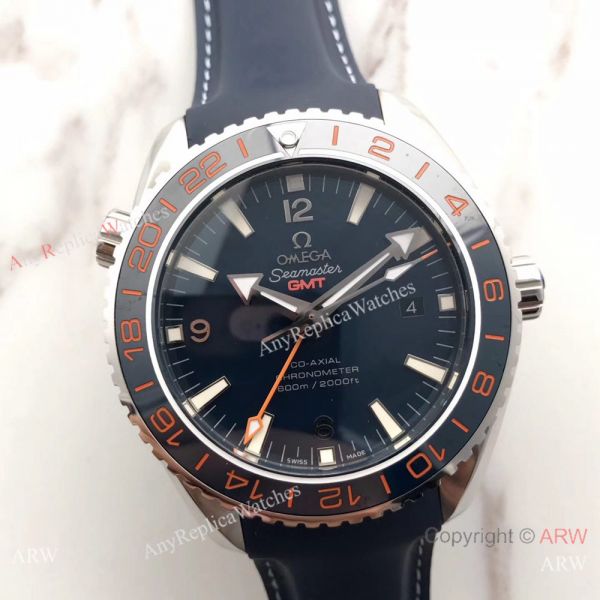 New Version Swiss Omege Seamaster 600m GMT Blue Rubber SS Watch New Version Swiss Omege Seamaster 600m GMT Blue Rubber SS Watch