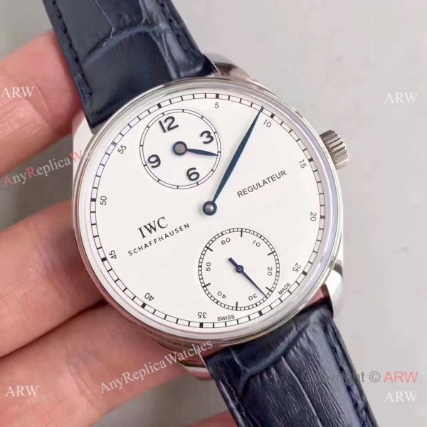 Swiss Grade 1A IWC Regulateur Watch White Dial Blue Leather Strap Swiss Grade 1A IWC Regulateur Watch White Dial Blue Leather Strap