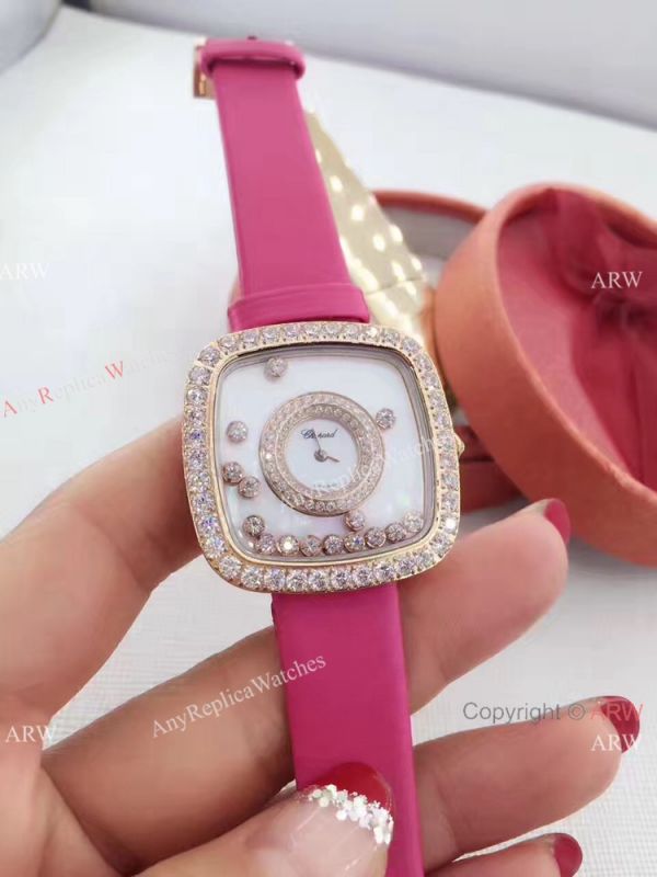 Swiss Quartz Happy Dreams Chopard Lady Watch Pink Leather Rose Gold Swiss Quartz Happy Dreams Chopard Lady Watch Pink Leather Rose Gold